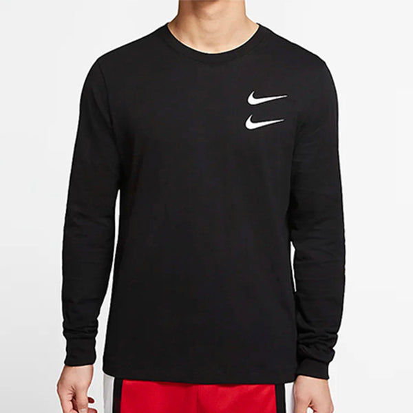 Футболка casual sports round neck long sleeves black Nike, черный — фото 3