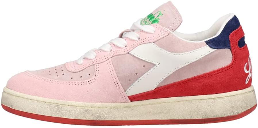 Мужские кроссовки Diadora Mi Basket Low Lampone Italia с шнуровкой - Розовые, повседневные — фото 3