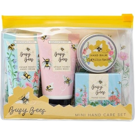 

Heathcote & Ivory Набор для ухода за руками Busy Bee'S Mini Hand Care: крем для рук 30 мл, гель для замачивания рук 30 мл, бальзам для рук 9 г