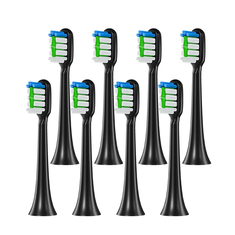 Сменные насадки для зубной щетки SICHENG, Standard Cleaning Type Black 8 Pcs
