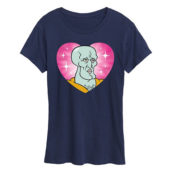 

Женская футболка с принтом Handsome Squidward в виде сердца из SpongeBob SquarePants Nickelodeon, Navy