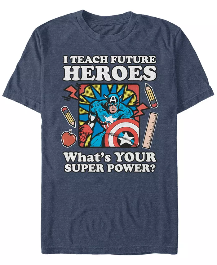 

Футболка Marvel Men's Comic Collection Vintage Teacher Captain America с коротким рукавом Fifth Sun, синий