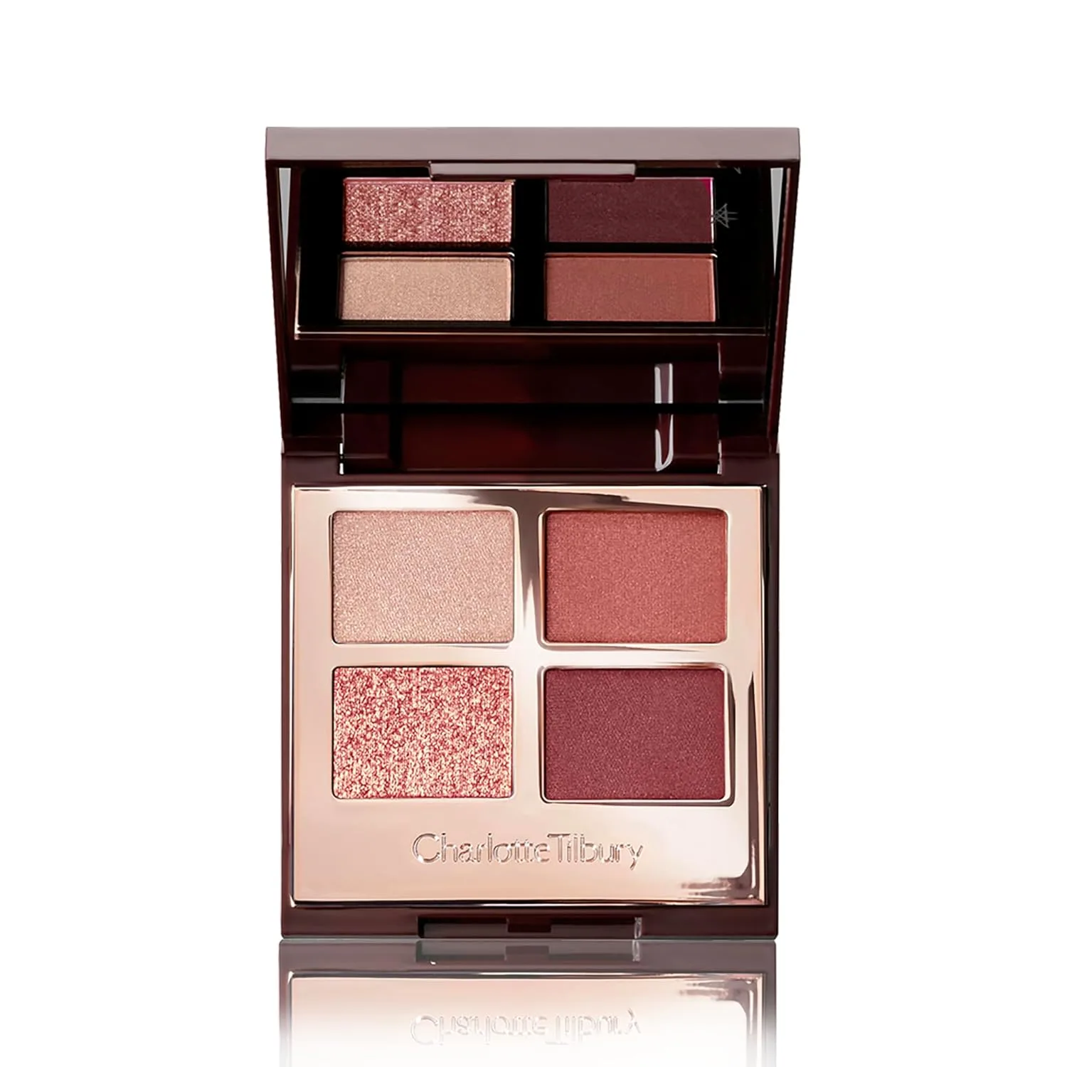 Палетка теней для век Charlotte Tilbury Luxury Palette Eyeshadow - палетка с мерцающими, металлическими и матовыми сатиновыми оттенками, содержащая 4 взаимодополняющих оттенка., Walk Of No Shame - red, crimson and rose-gold
