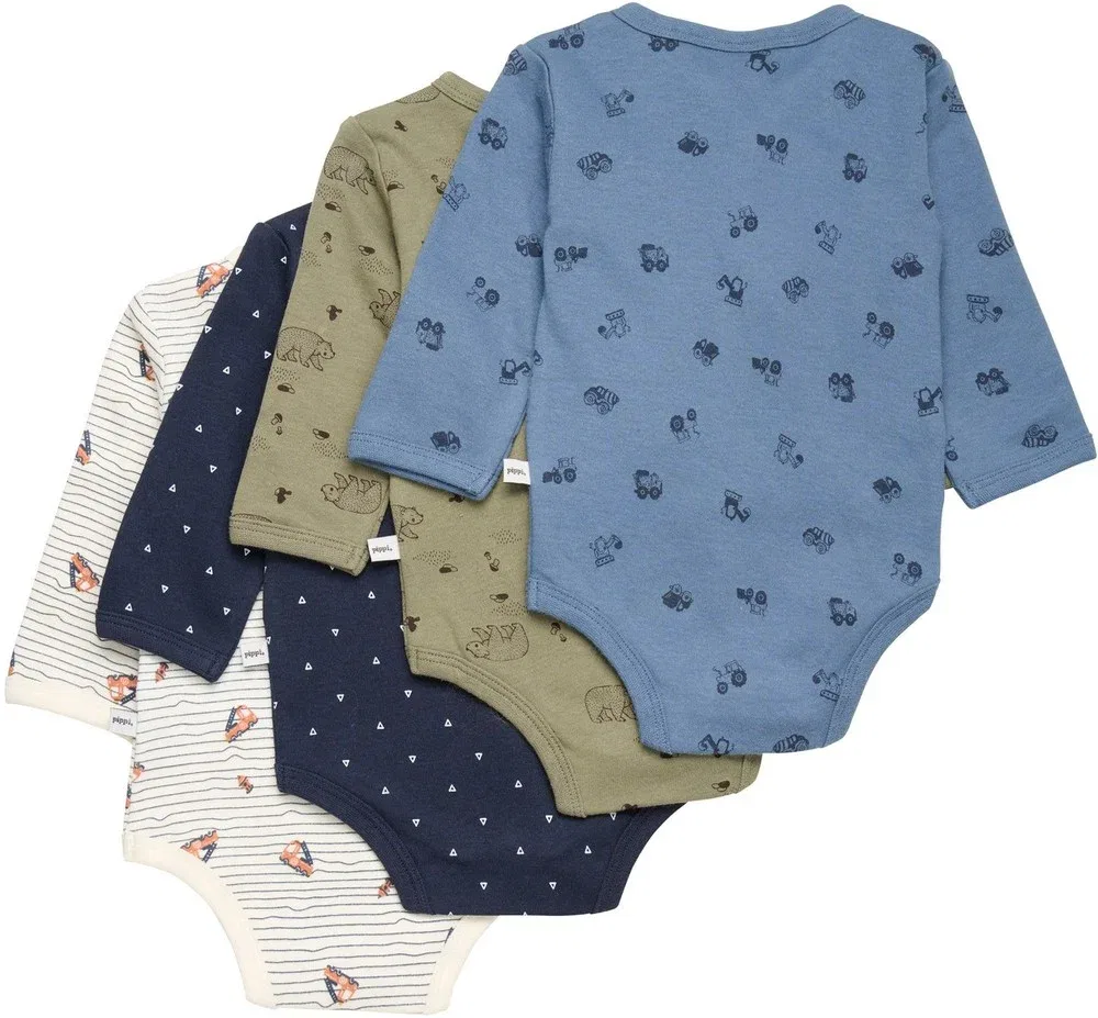Боди длинным рукавом, набор 4 шт, Pippi Babywear, зеленый