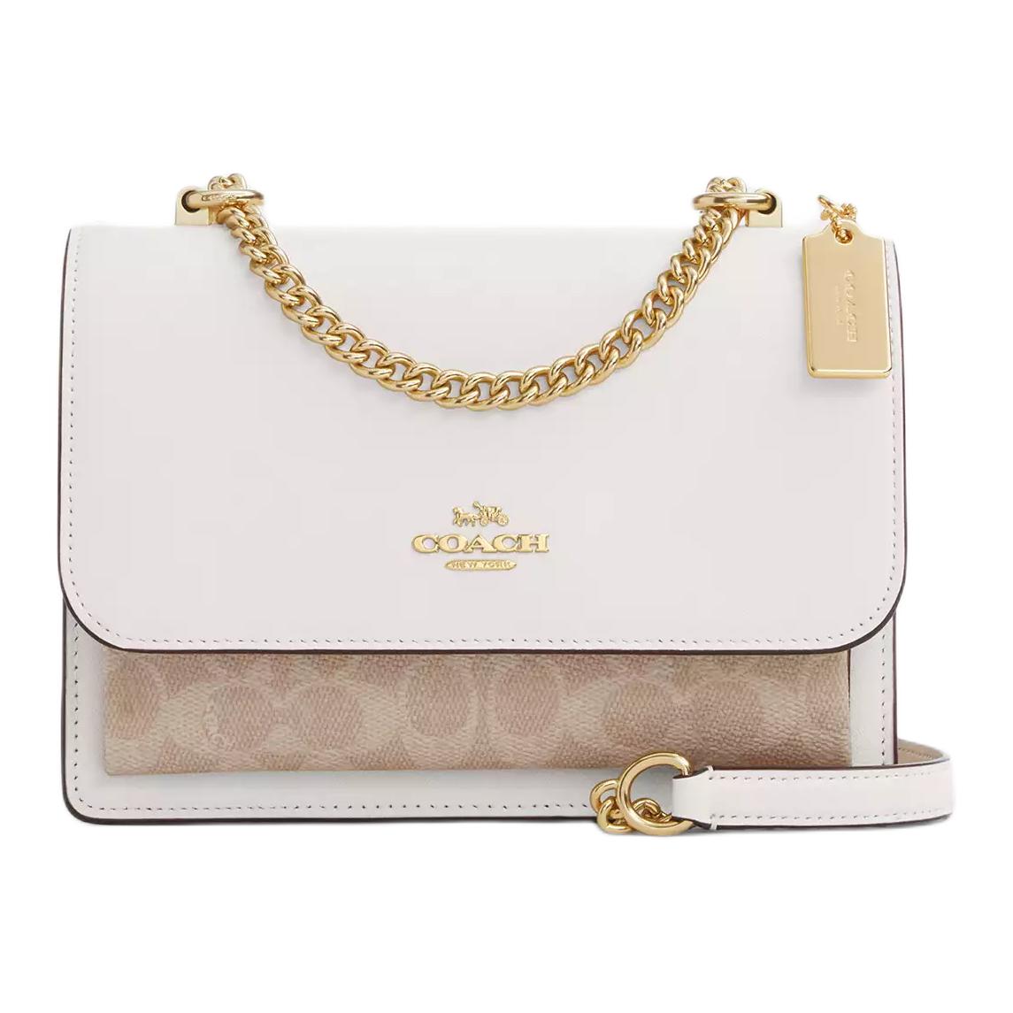 

Сумка через плечо Klare из лакированного холста с гладкой кожей Trumpets Women's Chalk COACH