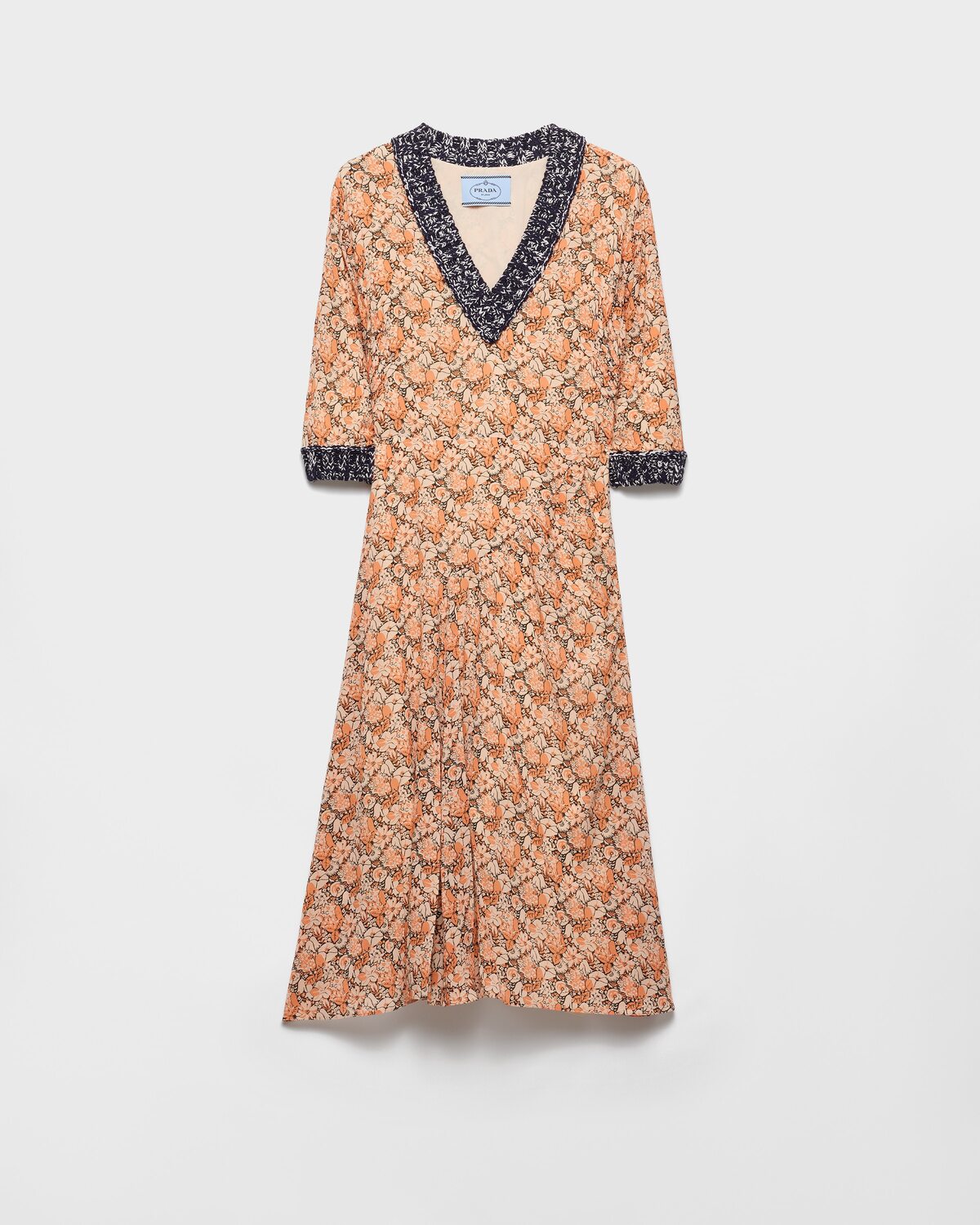 

Платье из принтованного шифона Prada, бежевый