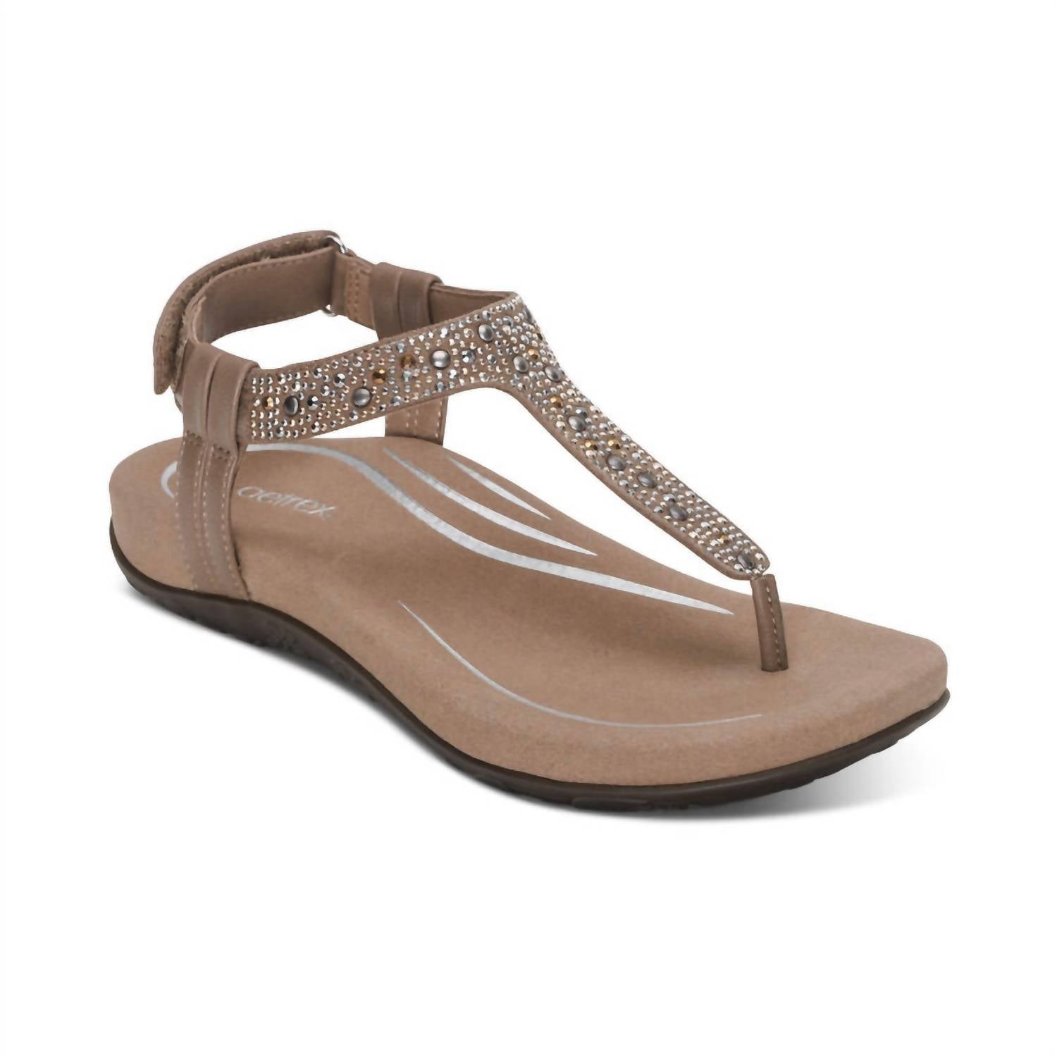 Женские сандалии Marni Toe Post Walking Sandal в цвете Taupe Sparkle Aetrex