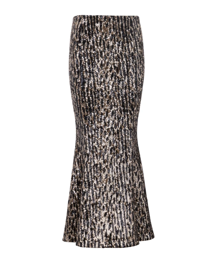 

Длинная юбка с вышивкой пайетками Balmain, желтый