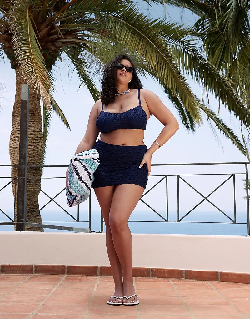 

Текстурированная юбка для плавания Curve Courtney от ASOS DESIGN темно-синего цвета Asos Curve