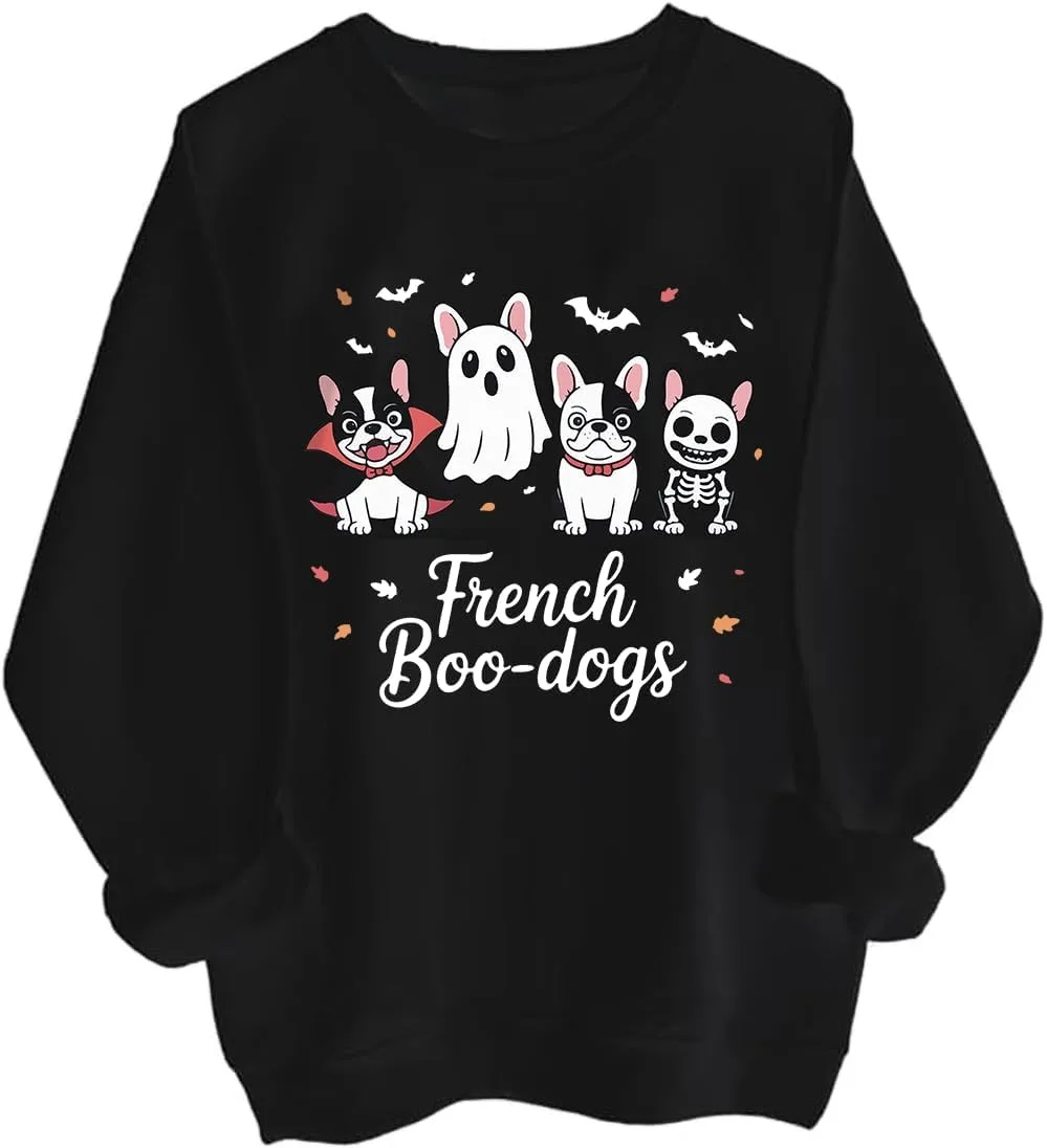 

Толстовка с капюшоном Fall French Bulldog Halloween French Boo