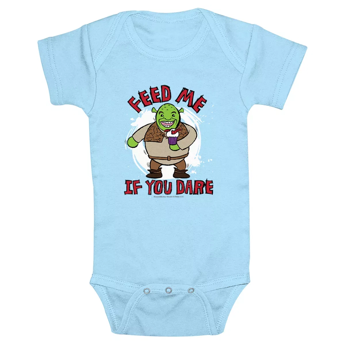 Детское боди для мальчиков с принтом Shrek Feed Me, Shrek, Light Blue