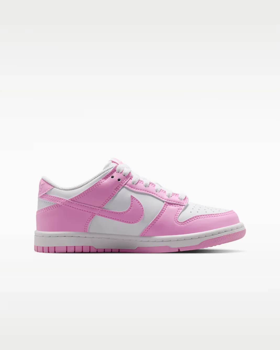 Кроссовки для детей постарше Nike Dunk Low, White/White/White/Pink Rise — фото 3