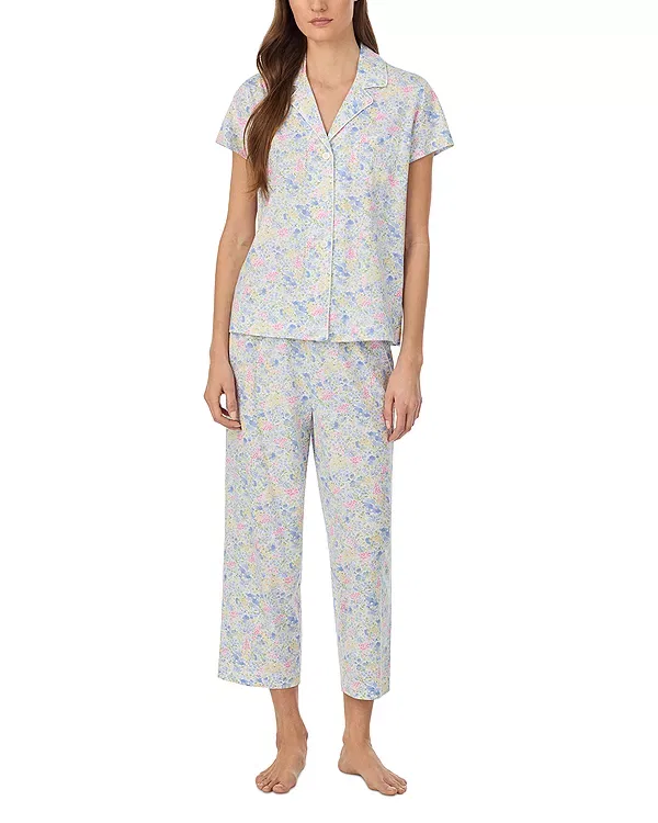 Женский комплект пижамы с коротким рукавом и принтом Ralph Lauren, Blue Print