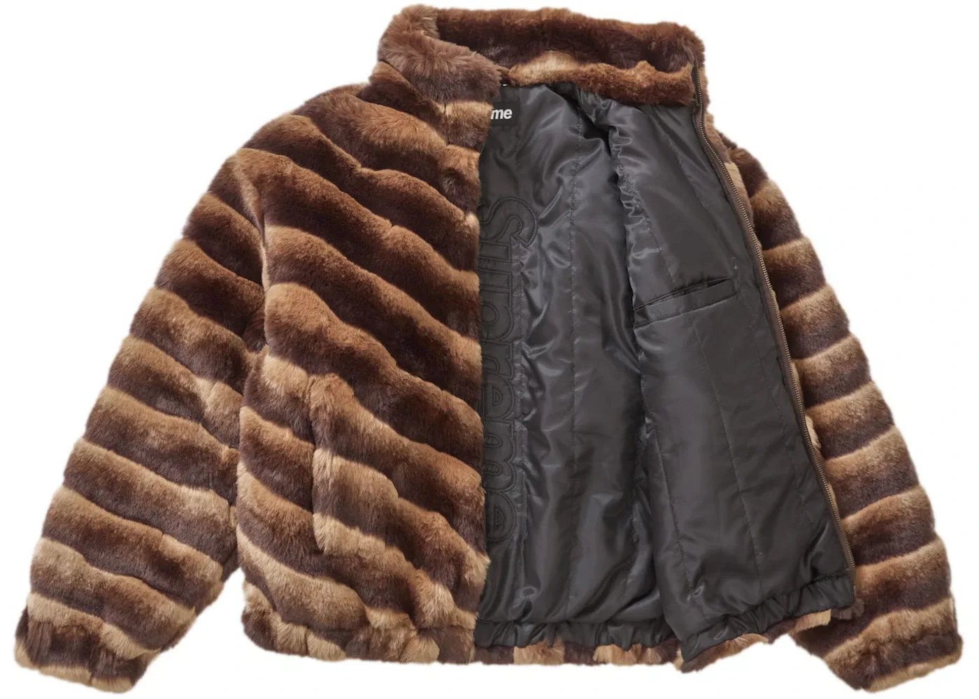 Мужская куртка из искусственного меха с принтом Supreme, Jacket, Brown — фото 2