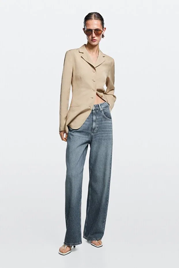 Женские джинсы-бабочка с завышенной талией Massimo Dutti, Blue