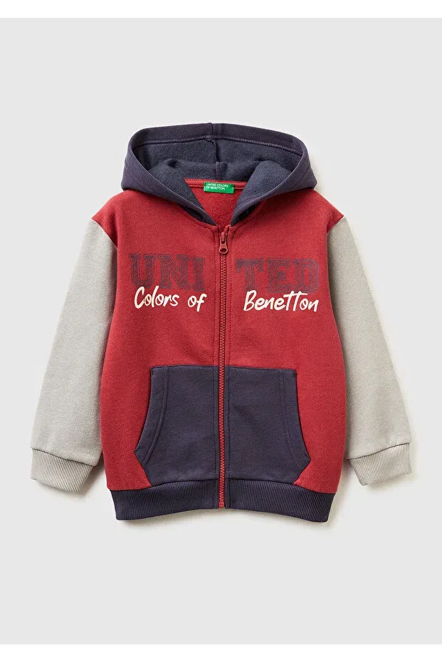 Детские свитшот для мальчиков с принтом United Colors Of Benetton, Burgundy-Grey