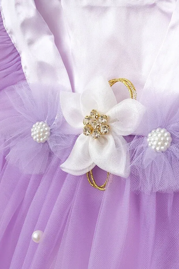 Детское платье для девочек с длинным подолом Petite Ponpon Baby, Purple — фото 3