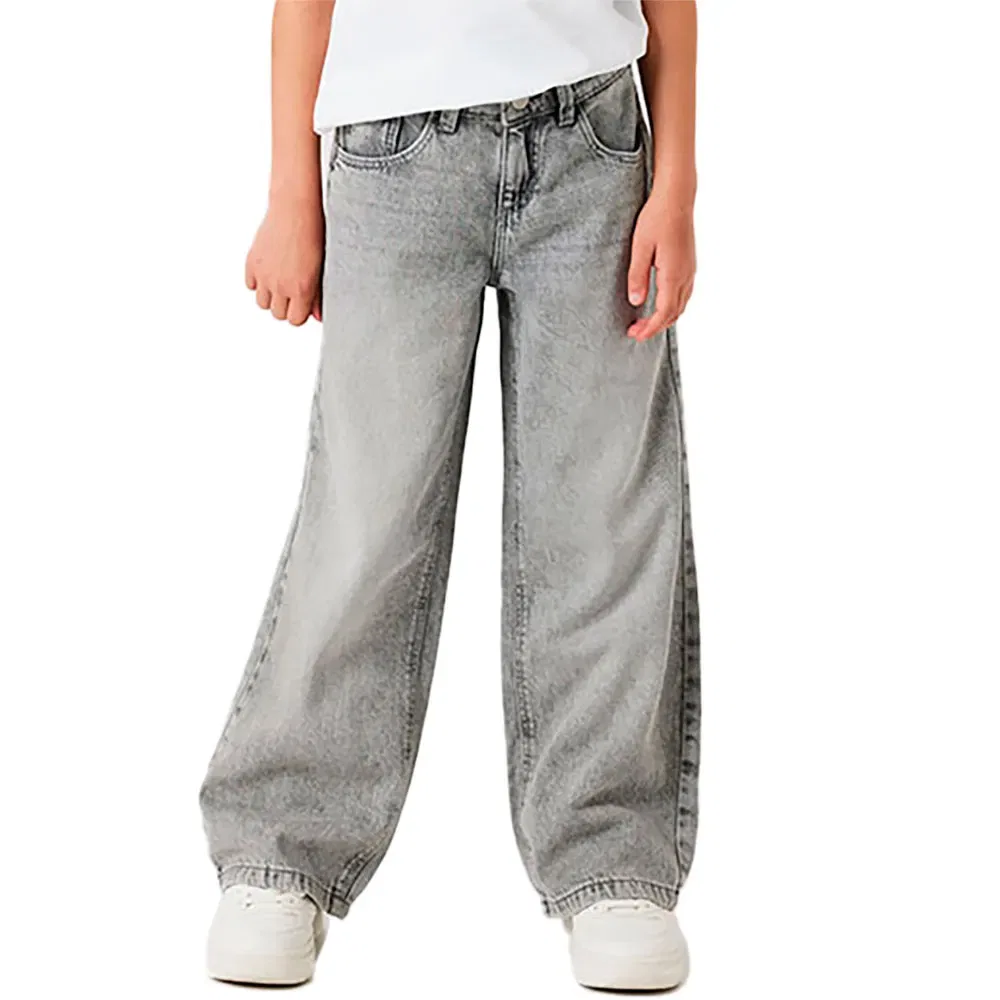Детские джинсы для девочек с широкими штанинами Rose Wide 5529-Be Name it, Grey