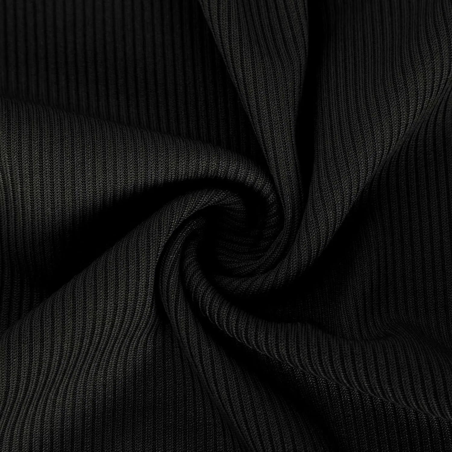 Женский топ с U-образным вырезом Ribbed Knit Slim Fitted, Black — фото 4