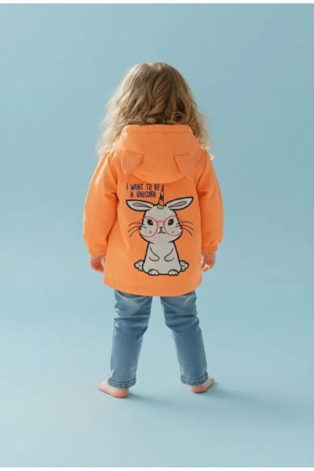 Детское пальто для девочек с меховой подкладкой Çaren kids Cumino, Neon Orange