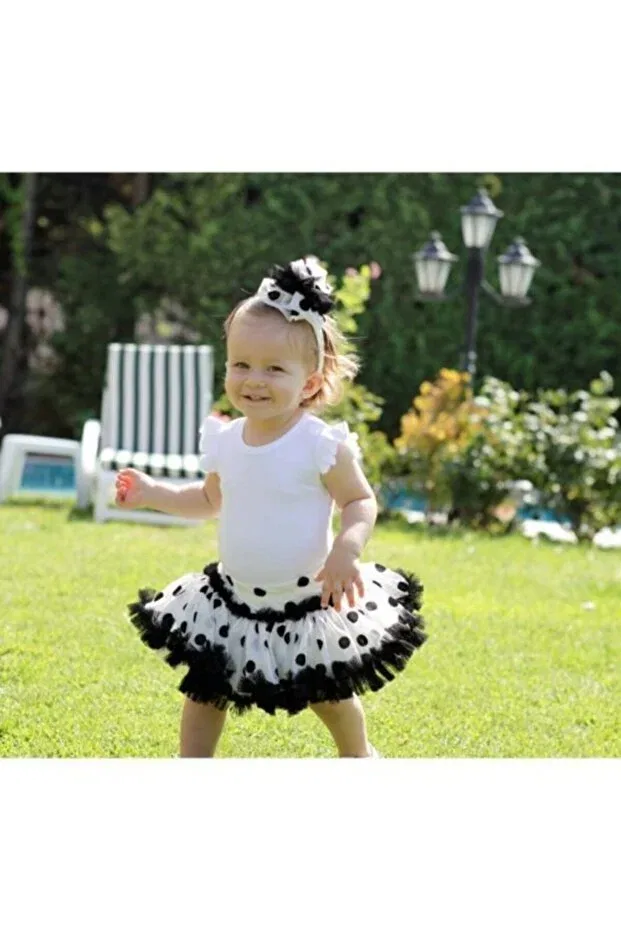 Детская юбка-пачка для девочек с принтом Baby Corner, Black And White Polka Dots