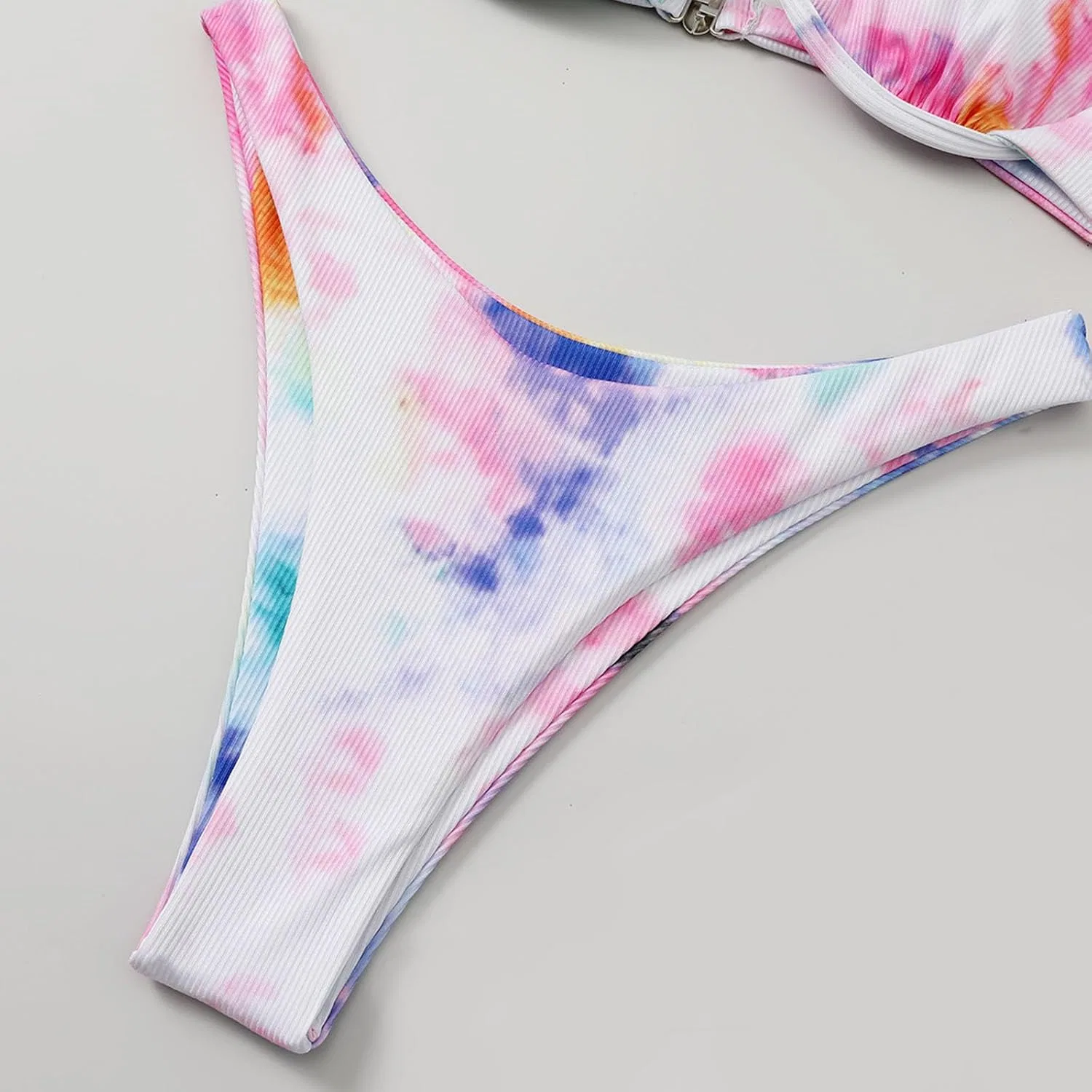 Женский бикини-комплект с одним плечом с вырезами Tie Dye, Purple — фото 2