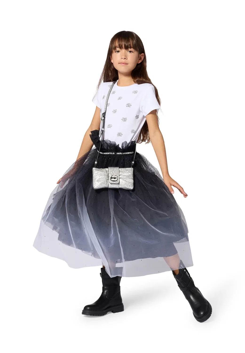 Юбка - юбка А-силуэта Karl Lagerfeld Kids, White Black