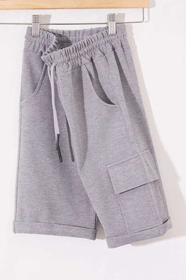 Детские шорты для мальчиков с карманом cargo Cansın Mini, Gray — фото 4