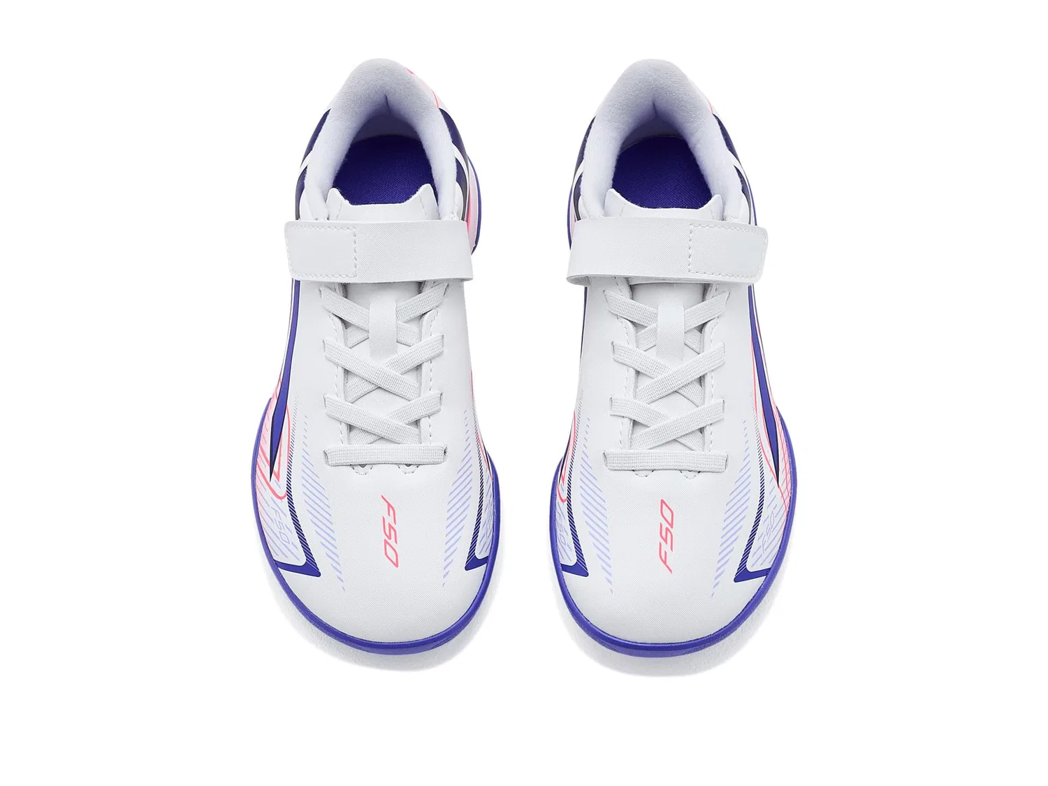 Бутсы F50 Hyperfast Club Hook & Loop Turf (для маленьких и больших детей) Adidas Kids, White/Solar Purple/Solar Turbo — фото 3