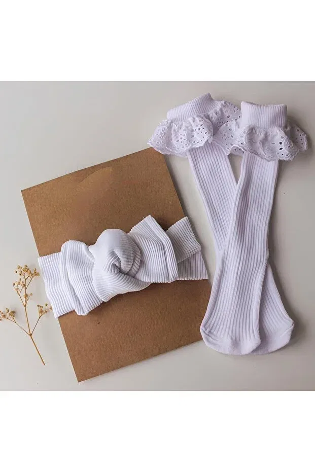 Детский комплект носков для девочек с оборками Eses Bebe, White