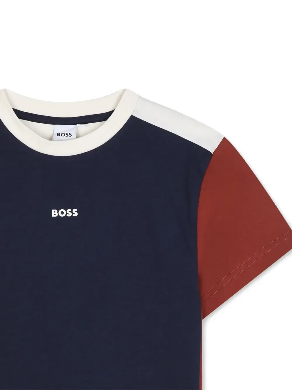 Футболка в стиле колор-блок с логотипом Boss Kidswear, синий — фото 3