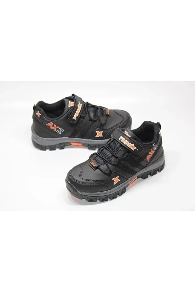 Детские треккинговые ботинки для мальчиков водонепроницаемые Yumix, Black Orange — фото 2