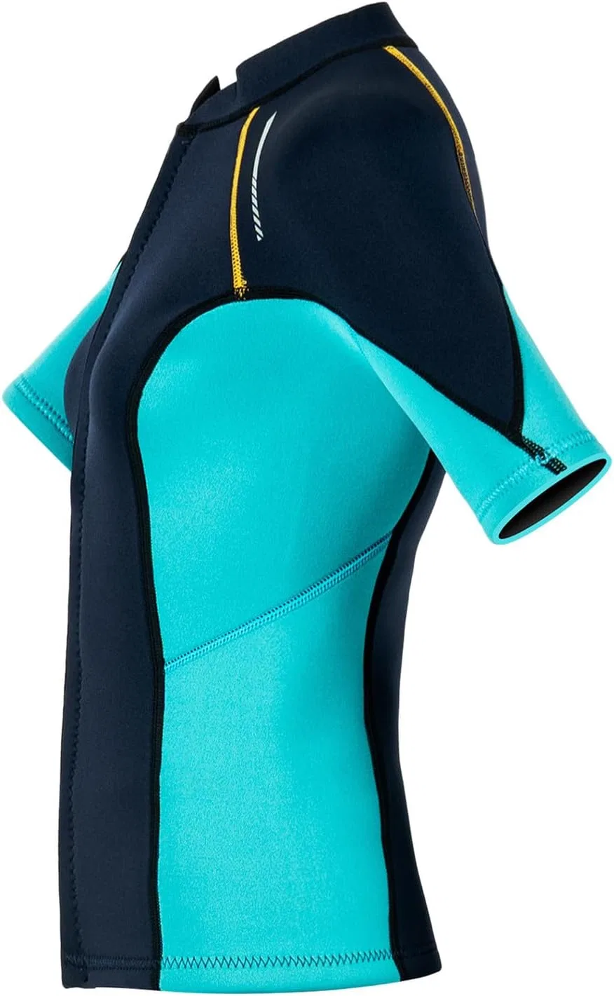 Женская рашгард с фронтальной молнией Color Block Swim Tops, Dark Blue — фото 4