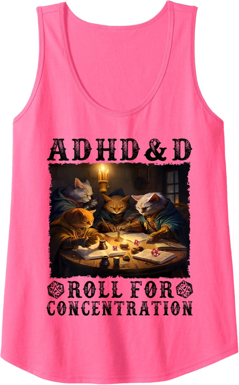 

Женский топ Funny Tees Gamer RPG Apparel Cats RPG Gamer Roll For Concentration, розовый