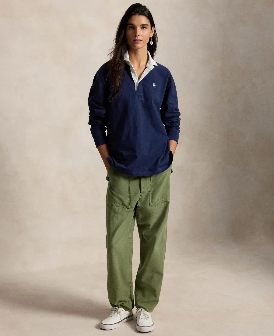 Женская рубашка регби с воротником Oversized Rugby Collar Shirt Polo Ralph Lauren, Eastside Royal — фото 2