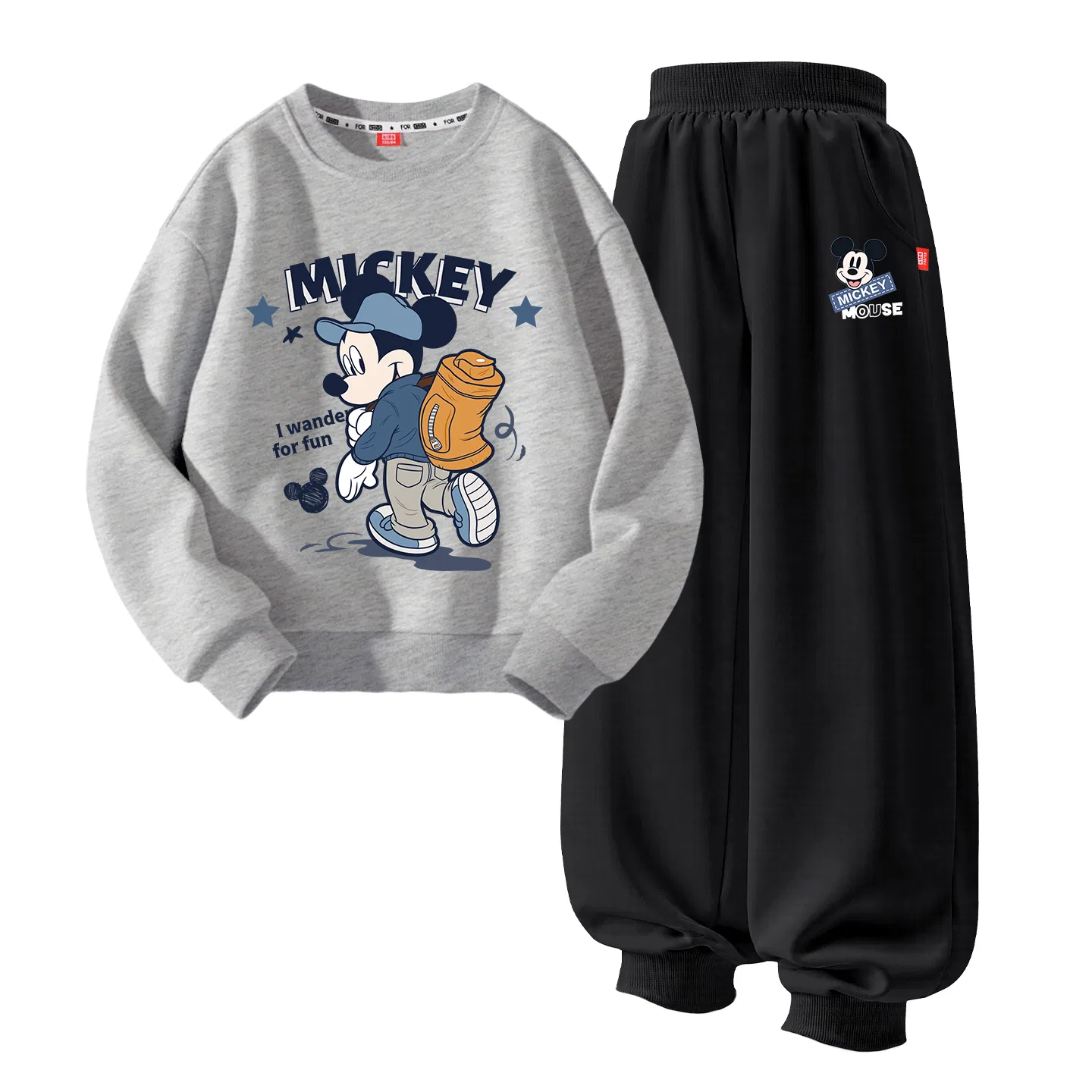 Детский спортивный комплект для мальчиков с принтом Disney Kids Casual Sportswear Crew Neck Moderate Stretch Breathable, Dibaofade Navy Blue+Dihuiqi Navy Blue — фото 3