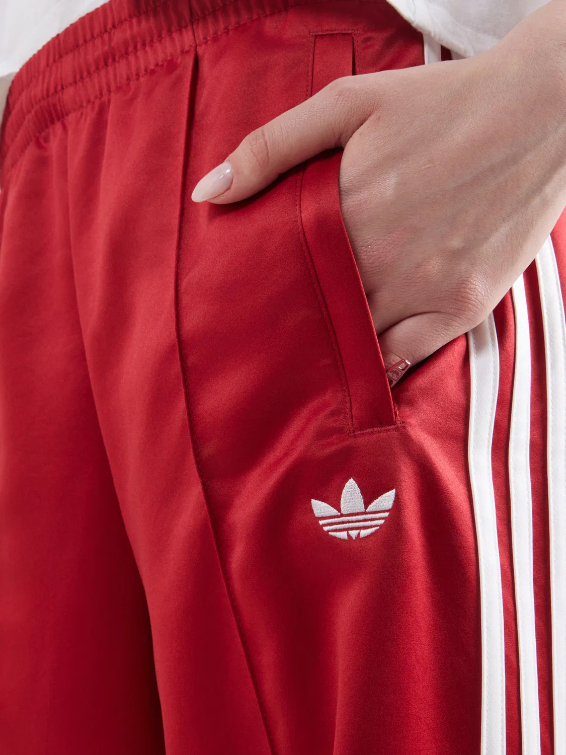 Брюки Adidas Originals с широкими штанинами SST красного цвета — фото 2