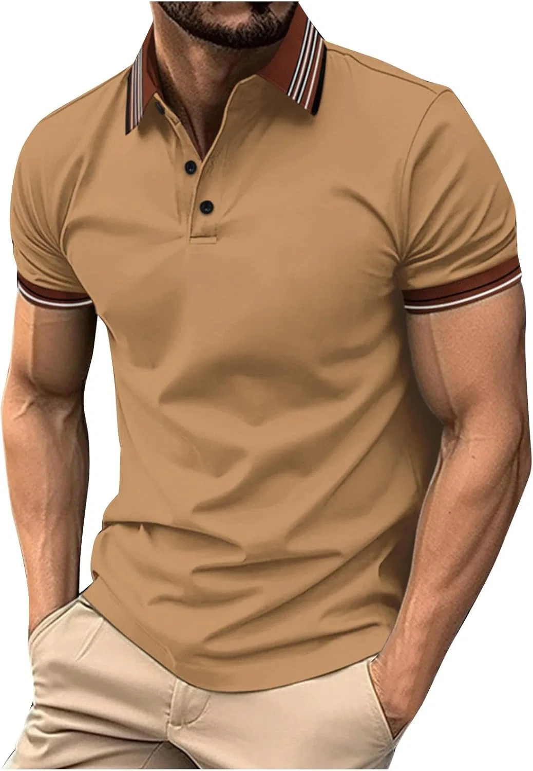 Мужская футболка поло с коротким рукавом Regular Fit, Khaki