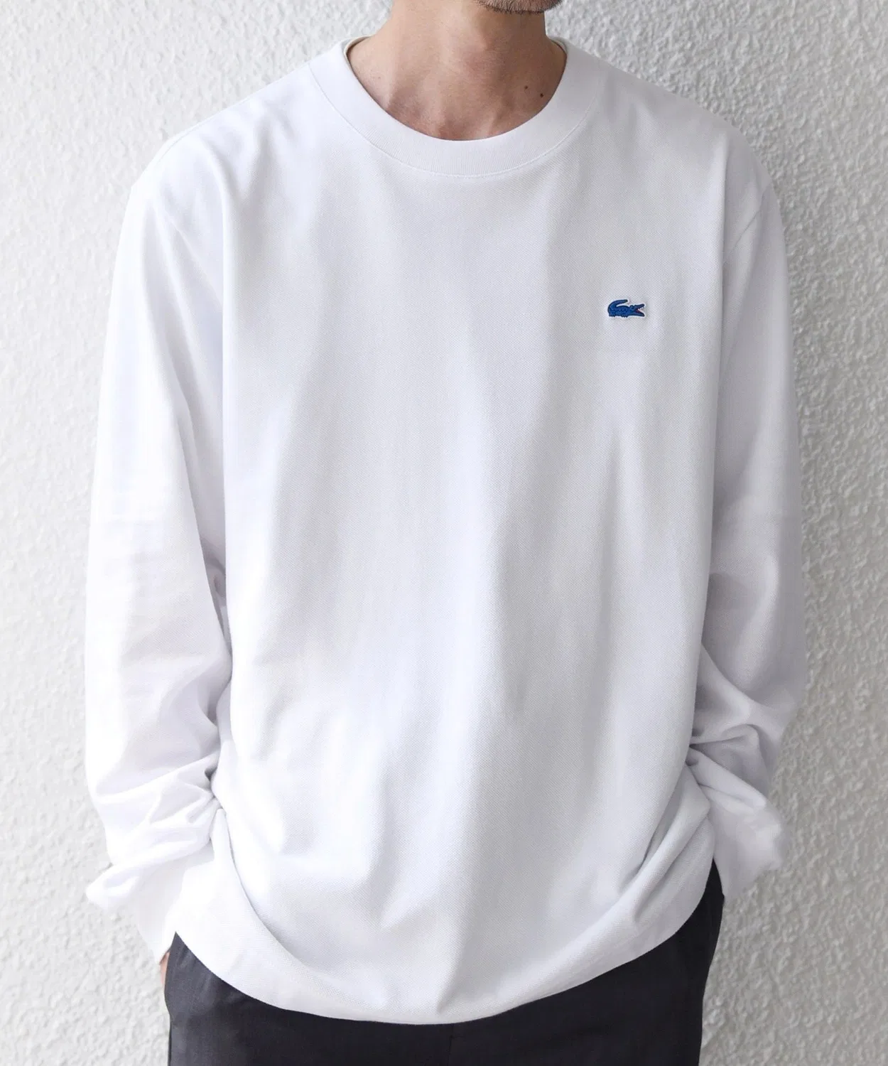 Мужская футболка с длинным рукавомс пике и фирменным крокодилом LACOSTE, Navy — фото 4