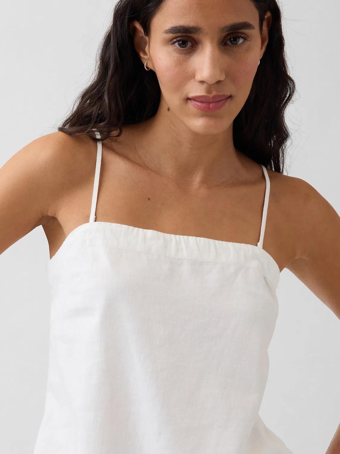 Топ Gap White Linen-Blend Cami, белый — фото 4