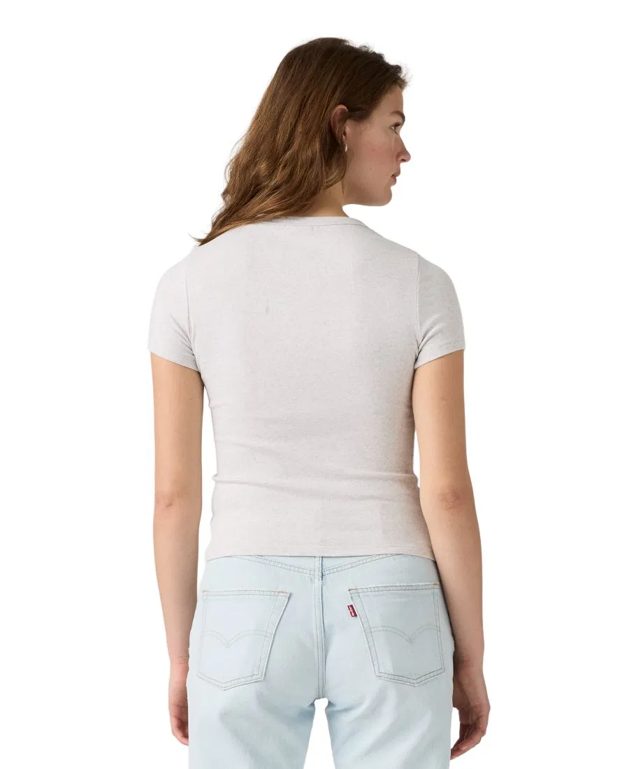 Футболка женская с коротким рукавом, ребристый трикотаж, с вышивкой Levi's, Orbit Heather Gray — фото 4