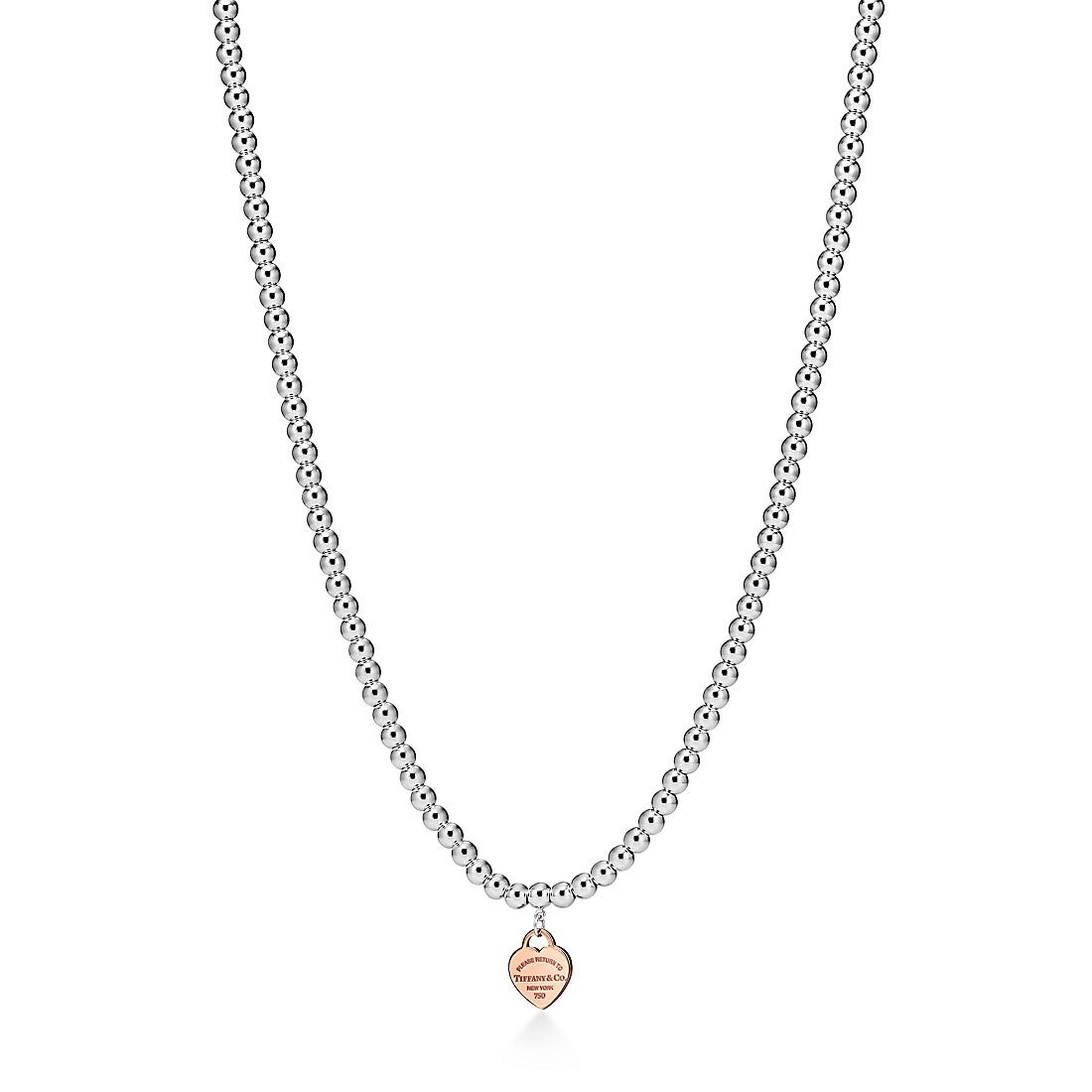 

Колье Tiffany & Co. Return to Tiffany Heart Tag Bead, розовое золото/серебро