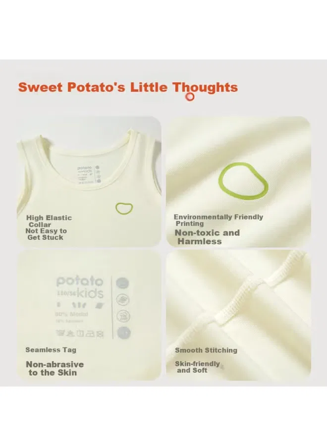Майка-борцовка детская без рукавов из модала Potatokids, белый — фото 2