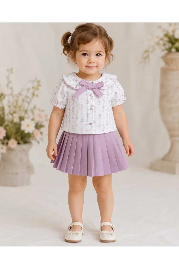 Детский комплект для девочек с цветочным принтом Kidsense, Lilac