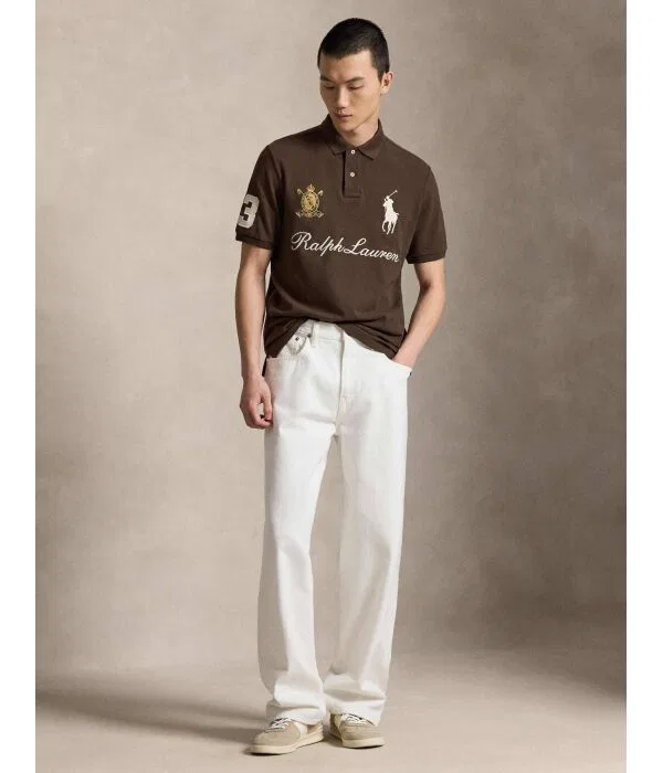 Мужское поло классического кроя Polo Ralph Lauren, коричневый — фото 2
