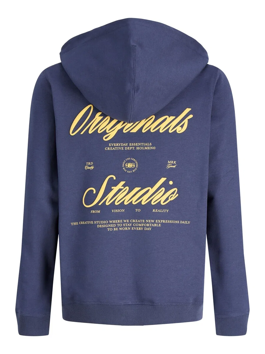 Детская толстовка на молнии Jack & Jones Junior 'JORNORREBRO TYPO' темно-синего цвета — фото 3