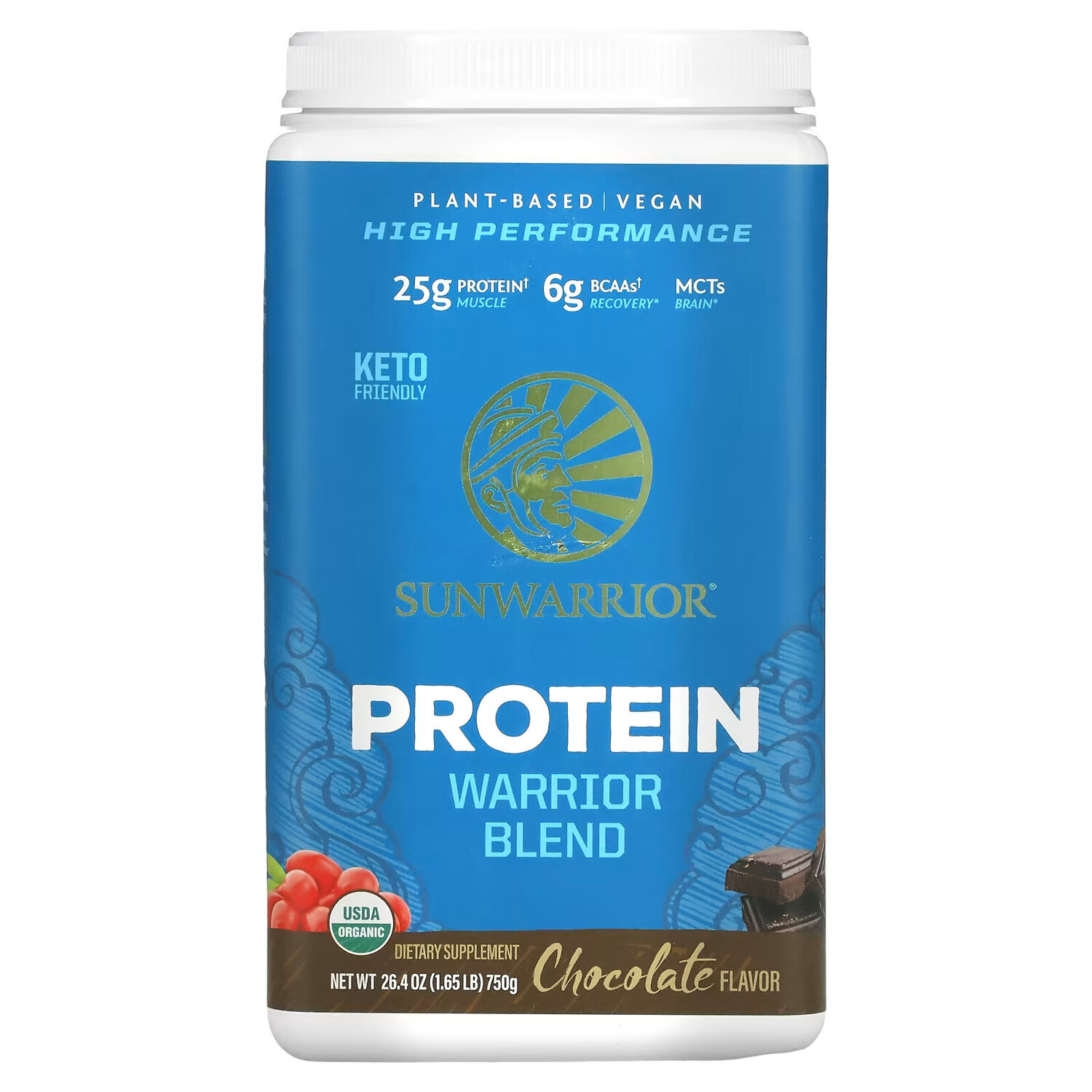 

Sunwarrior, Warrior Blend Protein, с шоколадом, 750 г (1,65 фунта)