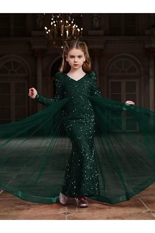 Детское платье для девочек с пайетками Indress Studio, Green — фото 2