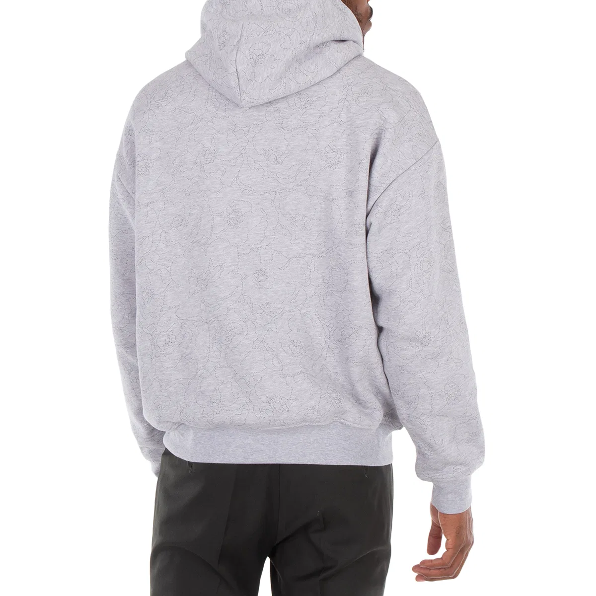 Худи свободного кроя с цветочным принтом Relaxed Fit Floral Print Cotton Hoodie Lacoste, Silver Chine — фото 4