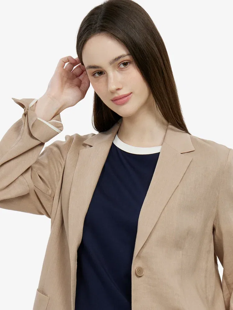Жакет LACOSTE Beige из льна и хлопка — фото 2